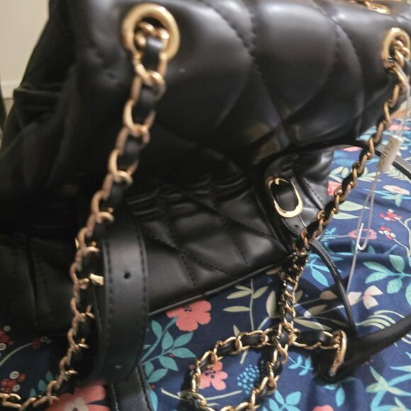 Neiman Marcus Black Vegan Leather Tabby Backpack